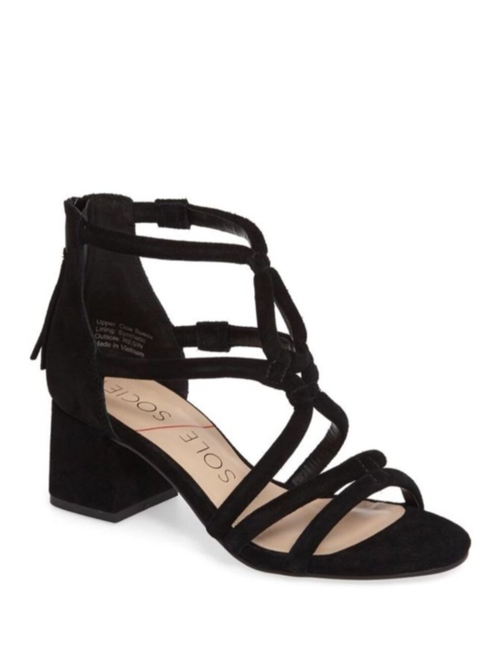 Sole Society Women's Jenina Block Sandal Black Suede Party Wedding Office 9.5